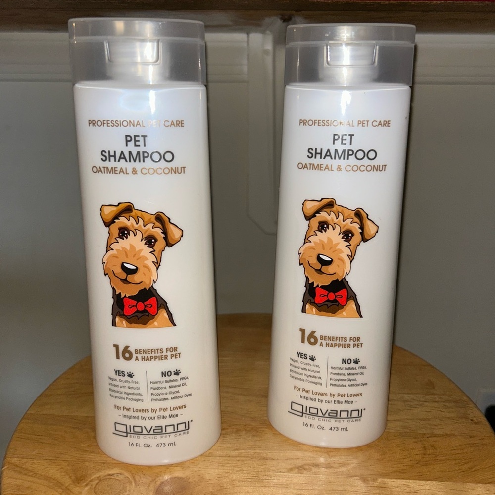 (2) Giovanni Dog Pet Oatmeal & Coconut Shampoo Vegan Natural 16 oz bottles